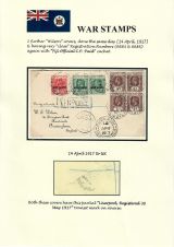 17 Fiji WW1 War Stamps - Registered Covers to UK Philatelic