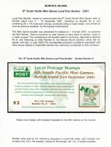 23 Norfolk Island - 6th South Pacific Miini Games Local Post booklet 2001