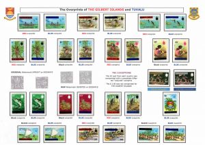 02 G&EI 1971 Scenic Definitives - Overprints of THE GILBERT ISLANDS and TUVALU