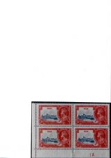 11 Fiji - 1935 Silver Jubilee of King George V & Queen Mary - 1 & half d Dbl albino in block